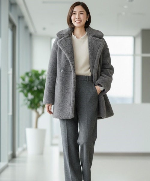 Lana821(ラナハニー)の「テディボア ピーコート(ピーコート・レディース・アイボリー/ピンク系その他/チャコールグレー/ブラウン・FREE)」の12枚目の写真