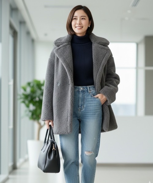 Lana821(ラナハニー)の「テディボア ピーコート(ピーコート・レディース・アイボリー/ピンク系その他/チャコールグレー/ブラウン・FREE)」の20枚目の写真