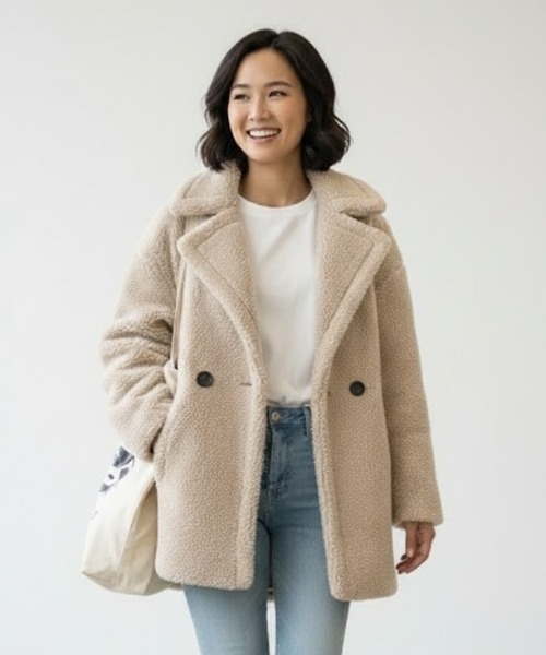 Lana821(ラナハニー)の「テディボア ピーコート(ピーコート・レディース・アイボリー/ピンク系その他/チャコールグレー/ブラウン・FREE)」の16枚目の写真