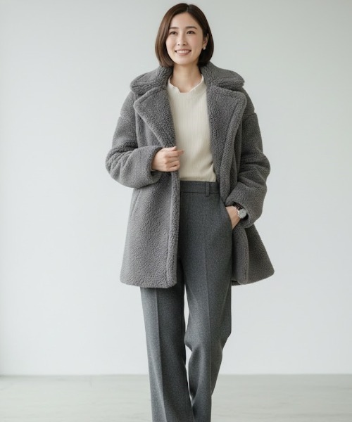 Lana821(ラナハニー)の「テディボア ピーコート(ピーコート・レディース・アイボリー/ピンク系その他/チャコールグレー/ブラウン・FREE)」の21枚目の写真