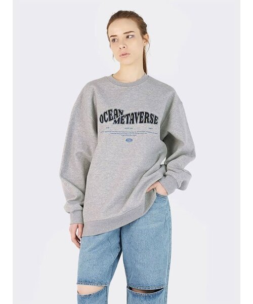 AOX(エーオーエックス)の「オーシャンメタバース刺繍タイポスウェットグレー(スウェット・メンズ・グレー・M/S/L)」の1枚目の写真