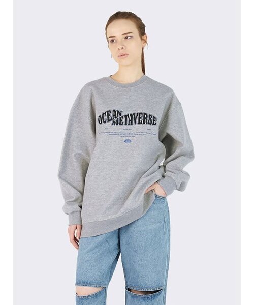 AOX(エーオーエックス)の「オーシャンメタバース刺繍タイポスウェットグレー(スウェット・メンズ・グレー・M/S/L)」の4枚目の写真