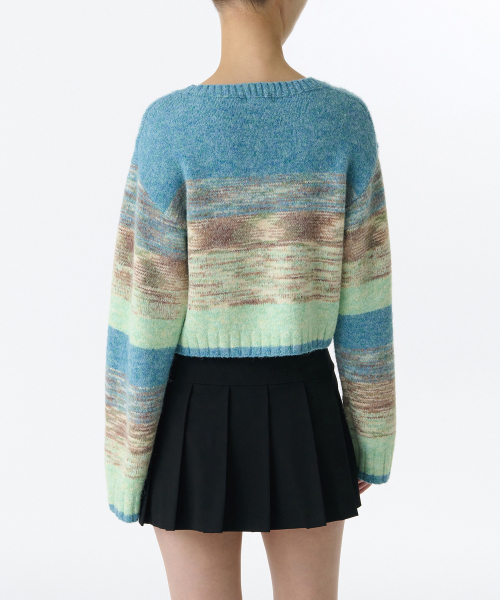 MUSINSA STANDARD WOMAN（ムシンサスタンダードウーマン）の「ウィメンズグラデーションルーズクロップニット[ブルー]（ニット/セーター・レディース・その他・LARGE/SMALL/MEDIUM/X-SMALL）」の2枚目の写真