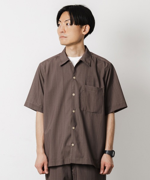 narifuri（ナリフリ）の「メッシュ半袖シャツ（シャツ/ブラウス・メンズ・チャコール/ベージュ/ネイビー/ブラウン・SMALL/MEDIUM/LARGE/X-LARGE）」の4枚目の写真