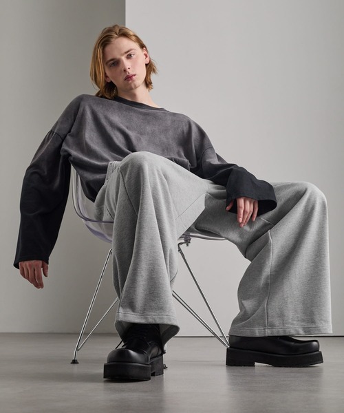 cussil(クシル)の「【cussil/クシル】ヘビーウェイト2タック アイレットデザインワイドスウェットパンツ(スウェットパンツ・メンズ・ライトグレー・S/M/L)」の8枚目の写真