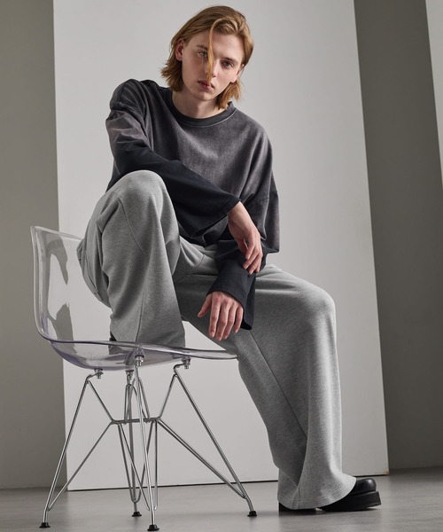 cussil(クシル)の「【cussil/クシル】ヘビーウェイト2タック アイレットデザインワイドスウェットパンツ(スウェットパンツ・メンズ・ライトグレー・S/M/L)」の9枚目の写真