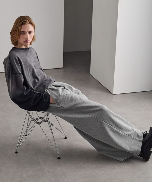 cussil(クシル)の「【cussil/クシル】ヘビーウェイト2タック アイレットデザインワイドスウェットパンツ(スウェットパンツ・メンズ・ライトグレー・S/M/L)」の10枚目の写真