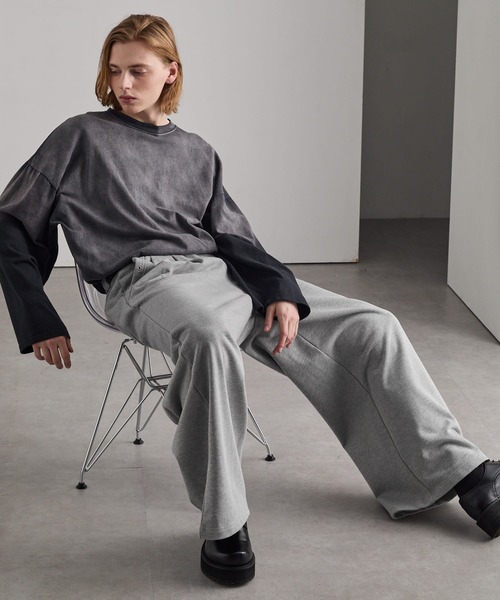 cussil(クシル)の「【cussil/クシル】ヘビーウェイト2タック アイレットデザインワイドスウェットパンツ(スウェットパンツ・メンズ・ライトグレー・S/M/L)」の11枚目の写真