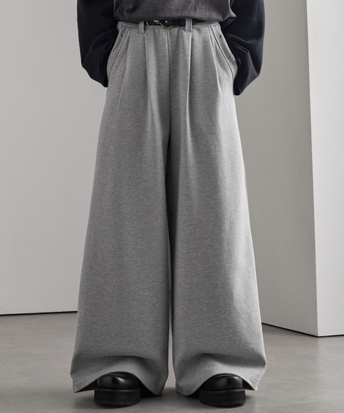 cussil(クシル)の「【cussil/クシル】ヘビーウェイト2タック アイレットデザインワイドスウェットパンツ(スウェットパンツ・メンズ・ライトグレー・S/M/L)」の13枚目の写真