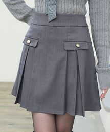 MAJESTIC LEGON | ゴールドボタンプリーツミニスカパン(スカート)