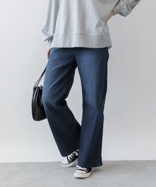 aity(アイティ)の「M-4L ウエストリブ デニムワイドパンツ(デニムパンツ・レディース・ネイビー/ブルー/ワンウォッシュ・4L/3L/LL/L/M)」の15枚目の写真