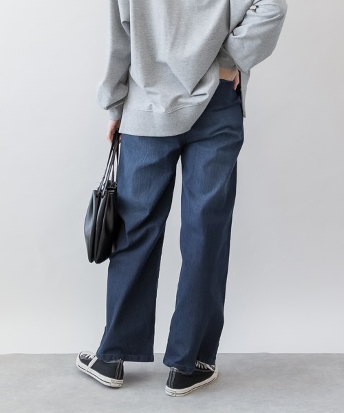 aity(アイティ)の「M-4L ウエストリブ デニムワイドパンツ(デニムパンツ・レディース・ネイビー/ブルー/ワンウォッシュ・4L/3L/LL/L/M)」の17枚目の写真