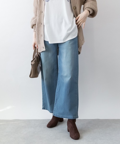 aity(アイティ)の「M-4L ウエストリブ デニムワイドパンツ(デニムパンツ・レディース・ネイビー/ブルー/ワンウォッシュ・4L/3L/LL/L/M)」の8枚目の写真
