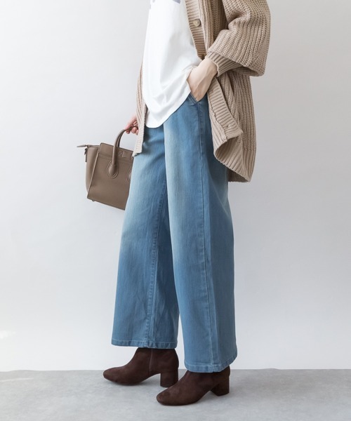 aity(アイティ)の「M-4L ウエストリブ デニムワイドパンツ(デニムパンツ・レディース・ネイビー/ブルー/ワンウォッシュ・4L/3L/LL/L/M)」の9枚目の写真