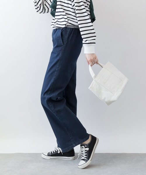 aity(アイティ)の「M-4L ウエストリブ デニムワイドパンツ(デニムパンツ・レディース・ネイビー/ブルー/ワンウォッシュ・4L/3L/LL/L/M)」の13枚目の写真