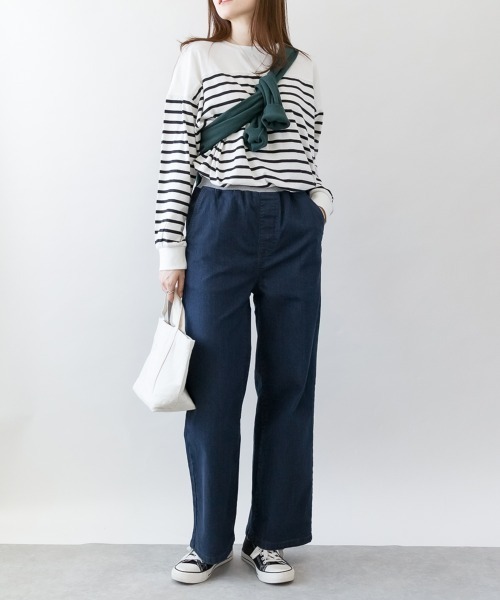 aity(アイティ)の「M-4L ウエストリブ デニムワイドパンツ(デニムパンツ・レディース・ネイビー/ブルー/ワンウォッシュ・4L/3L/LL/L/M)」の5枚目の写真
