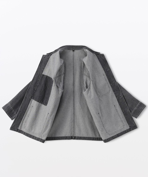 無印良品（ムジルシリョウヒン）の「紳士　木の実から作ったカポック混デニム　カバーオール（カバーオール・メンズ・ダークネイビー/グレー系・M/S/XL/L）」の4枚目の写真