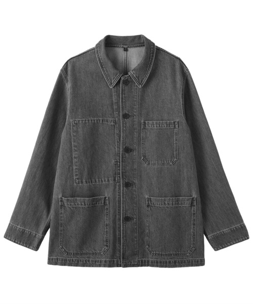 無印良品（ムジルシリョウヒン）の「紳士　木の実から作ったカポック混デニム　カバーオール（カバーオール・メンズ・ダークネイビー/グレー系・M/S/XL/L）」の5枚目の写真