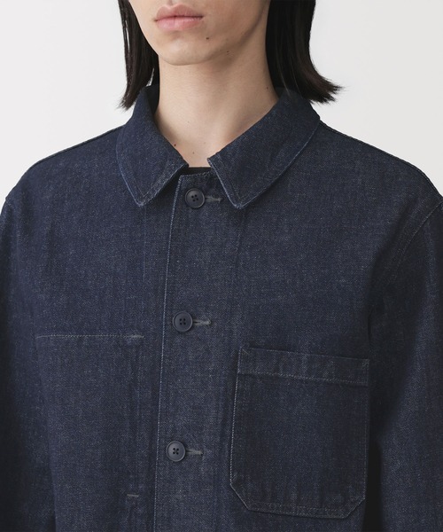 無印良品（ムジルシリョウヒン）の「紳士　木の実から作ったカポック混デニム　カバーオール（カバーオール・メンズ・ダークネイビー/グレー系・M/S/XL/L）」の10枚目の写真