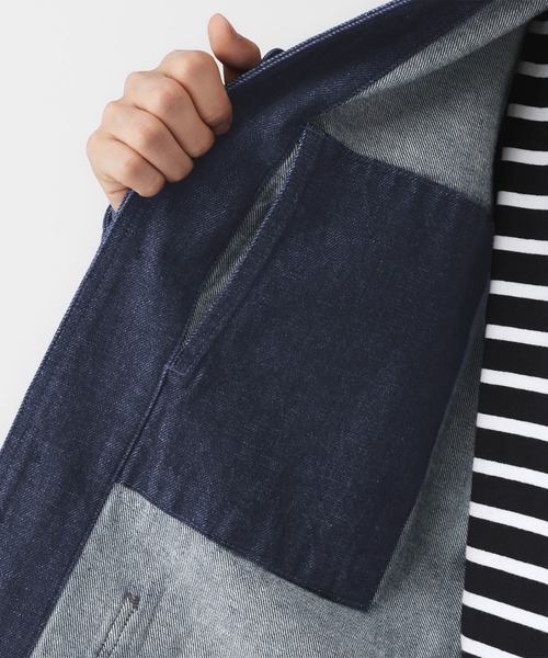 無印良品（ムジルシリョウヒン）の「紳士　木の実から作ったカポック混デニム　カバーオール（カバーオール・メンズ・ダークネイビー/グレー系・M/S/XL/L）」の12枚目の写真