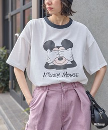 【Disney】別注/ミッキーマウス＆ミニーマウス/オールドグラフィックプリント モチーフアソート オーバーサイズ半袖Tシャツ