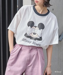 Disney（ディズニー）の「【Disney】別注 ミッキーマウス&ミニーマウス オールドグラフィックプリント モチーフアソート オーバーサイズ半袖Tシャツ（Tシャツ/カットソー）」
