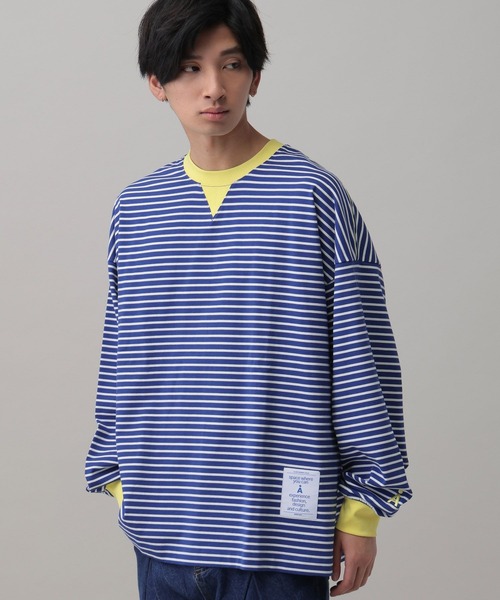 ALAND(エーランド)の「【UNISEX】ALAND/ボーダーコンビカラーロンT(Tシャツ/カットソー・レディース・ネイビー/ブラック・MEDIUM/LARGE)」の2枚目の写真