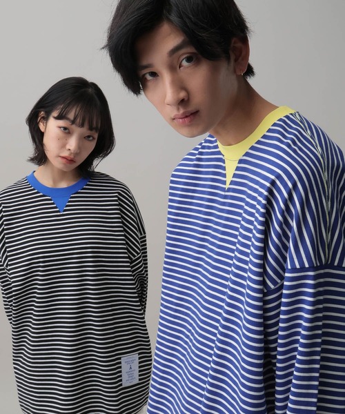 ALAND(エーランド)の「【UNISEX】ALAND/ボーダーコンビカラーロンT(Tシャツ/カットソー・レディース・ネイビー/ブラック・MEDIUM/LARGE)」の5枚目の写真