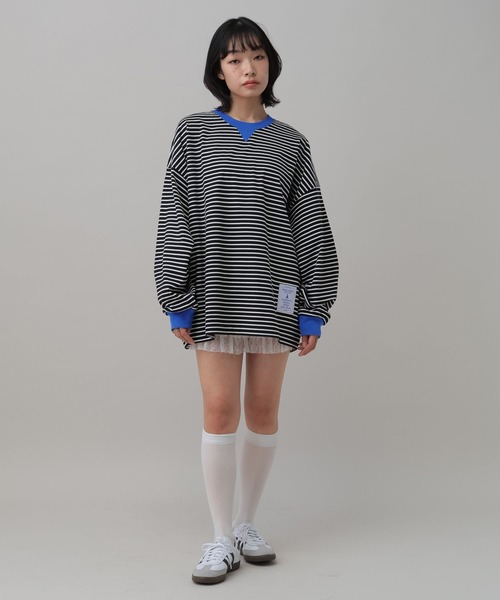 ALAND(エーランド)の「【UNISEX】ALAND/ボーダーコンビカラーロンT(Tシャツ/カットソー・レディース・ネイビー/ブラック・MEDIUM/LARGE)」の7枚目の写真