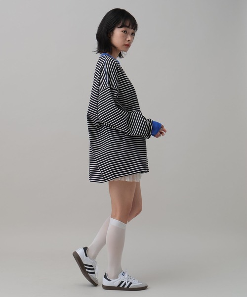 ALAND(エーランド)の「【UNISEX】ALAND/ボーダーコンビカラーロンT(Tシャツ/カットソー・レディース・ネイビー/ブラック・MEDIUM/LARGE)」の8枚目の写真