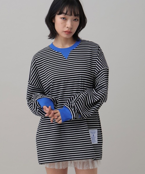 ALAND(エーランド)の「【UNISEX】ALAND/ボーダーコンビカラーロンT(Tシャツ/カットソー・レディース・ネイビー/ブラック・MEDIUM/LARGE)」の10枚目の写真