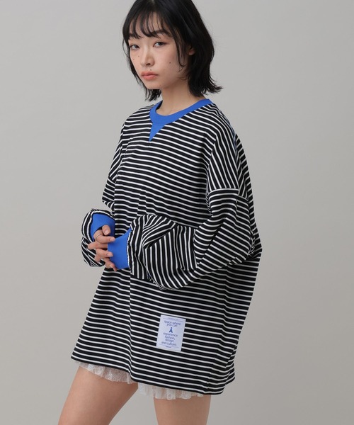 ALAND(エーランド)の「【UNISEX】ALAND/ボーダーコンビカラーロンT(Tシャツ/カットソー・レディース・ネイビー/ブラック・MEDIUM/LARGE)」の11枚目の写真