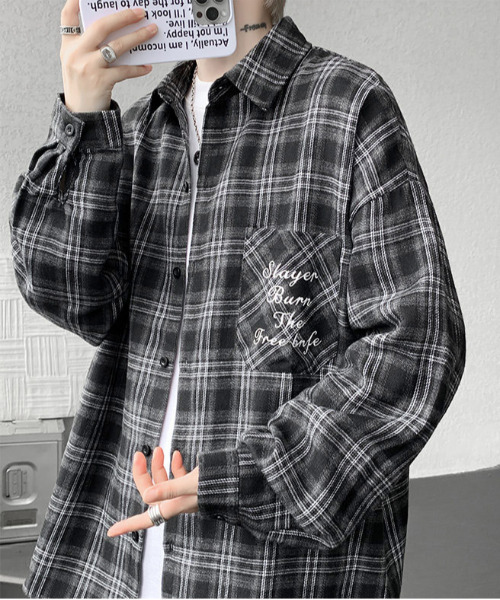 FVLMEN(フルメン)の「【FVLMEN】ロゴ 刺繍 ロングスリーブ チェック シャツ(シャツ/ブラウス・メンズ・レッド/ブラウン/ブラック・X-LARGE/LARGE/MEDIUM)」の14枚目の写真