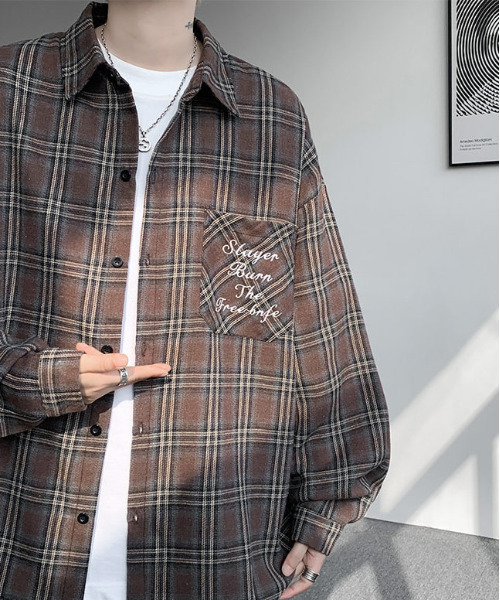 FVLMEN(フルメン)の「【FVLMEN】ロゴ 刺繍 ロングスリーブ チェック シャツ(シャツ/ブラウス・メンズ・レッド/ブラウン/ブラック・X-LARGE/LARGE/MEDIUM)」の18枚目の写真