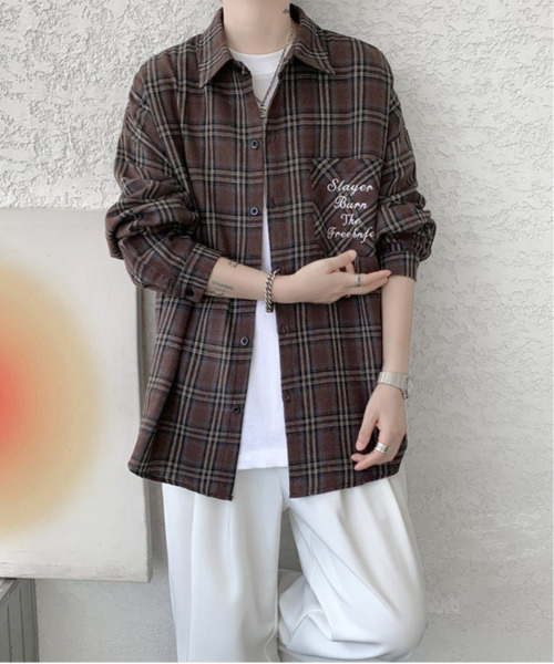 FVLMEN(フルメン)の「【FVLMEN】ロゴ 刺繍 ロングスリーブ チェック シャツ(シャツ/ブラウス・メンズ・レッド/ブラウン/ブラック・X-LARGE/LARGE/MEDIUM)」の19枚目の写真