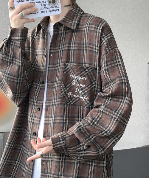 FVLMEN(フルメン)の「【FVLMEN】ロゴ 刺繍 ロングスリーブ チェック シャツ(シャツ/ブラウス・メンズ・レッド/ブラウン/ブラック・X-LARGE/LARGE/MEDIUM)」の20枚目の写真