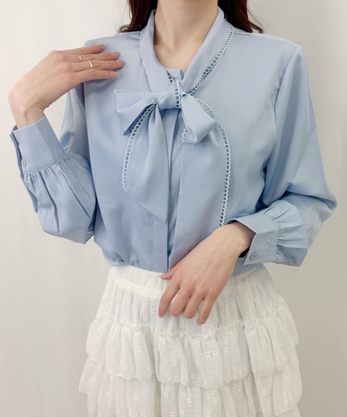 frunco(フランコ)の「【ZOZOTOWN限定】ピコレースサテンボウタイブラウス(シャツ/ブラウス・レディース・ブルー/ホワイト・FREE)」の19枚目の写真