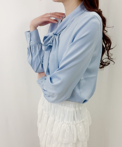 frunco(フランコ)の「【ZOZOTOWN限定】ピコレースサテンボウタイブラウス(シャツ/ブラウス・レディース・ブルー/ホワイト・FREE)」の21枚目の写真