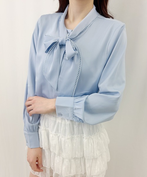 frunco(フランコ)の「【ZOZOTOWN限定】ピコレースサテンボウタイブラウス(シャツ/ブラウス・レディース・ブルー/ホワイト・FREE)」の18枚目の写真