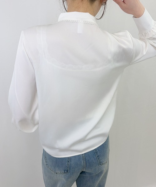 frunco(フランコ)の「【ZOZOTOWN限定】ピコレースサテンボウタイブラウス(シャツ/ブラウス・レディース・ブルー/ホワイト・FREE)」の4枚目の写真