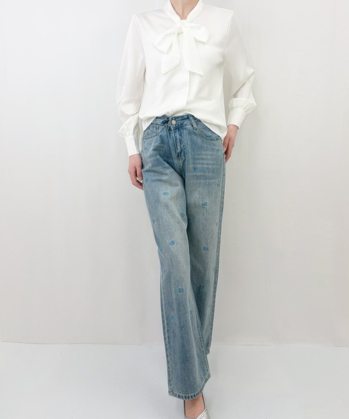 frunco(フランコ)の「【ZOZOTOWN限定】ピコレースサテンボウタイブラウス(シャツ/ブラウス・レディース・ブルー/ホワイト・FREE)」の6枚目の写真