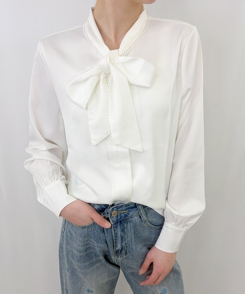 frunco(フランコ)の「【ZOZOTOWN限定】ピコレースサテンボウタイブラウス(シャツ/ブラウス・レディース・ブルー/ホワイト・FREE)」の12枚目の写真