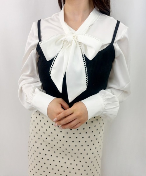 frunco(フランコ)の「【ZOZOTOWN限定】ピコレースサテンボウタイブラウス(シャツ/ブラウス・レディース・ブルー/ホワイト・FREE)」の9枚目の写真