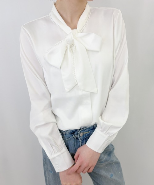 frunco(フランコ)の「【ZOZOTOWN限定】ピコレースサテンボウタイブラウス(シャツ/ブラウス・レディース・ブルー/ホワイト・FREE)」の17枚目の写真