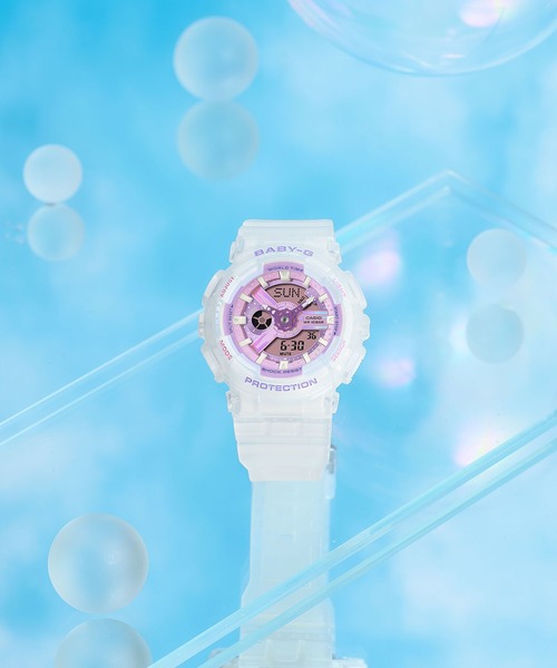 BABY-G(ベイビージー)の「BA-110シリーズ / BA-110PS-7AJF(アナログ腕時計・レディース・ホワイト×パープル・FREE)」の3枚目の写真