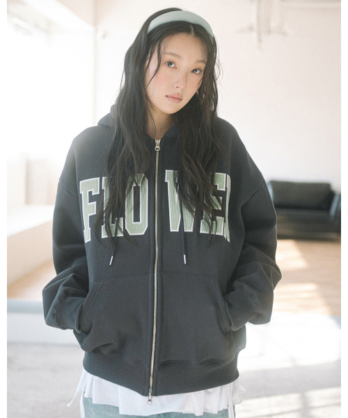 HAVISM(ヘビズム)の「CORDUROY FLOWER ZIP UP HOOD(CHARCOAL)(パーカー・レディース・その他・ONE SIZE)」の5枚目の写真