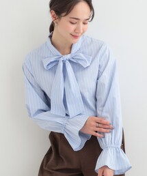 SHOO・LA・RUE | 【洗濯後シワになりにくい/UV/S-LL】大人っぽく着られる キャンディースリーブ リボンブラウス(シャツ/ブラウス)