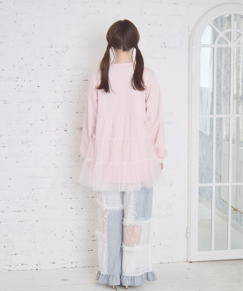 Lolime by mellfy memory(ロリミー バイ メルフィーメモリー)の「Tulle tiered sweat mini one piece(ワンピース・レディース・グレー/ホワイト/ピンク・FREE)」の6枚目の写真
