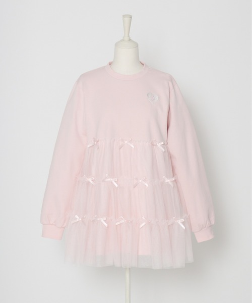 Lolime by mellfy memory(ロリミー バイ メルフィーメモリー)の「Tulle tiered sweat mini one piece(ワンピース・レディース・グレー/ホワイト/ピンク・FREE)」の20枚目の写真