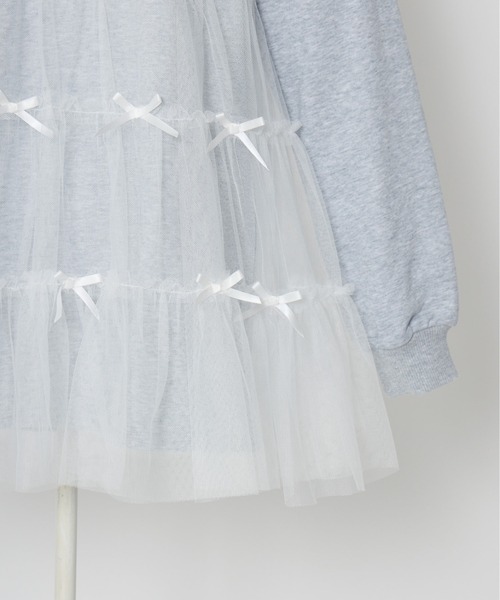 Lolime by mellfy memory(ロリミー バイ メルフィーメモリー)の「Tulle tiered sweat mini one piece(ワンピース・レディース・グレー/ホワイト/ピンク・FREE)」の14枚目の写真